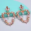 Baumelnde Ohrringe Vintage Eleganter großer Kristall für Frauen Bijoux Strass Liebe Herz Statement Schmuck Geschenke Großhandel