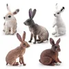 Decorative Objects Figurines 5PCS Cute Simulation Animal Bunny Sculpture Ornaments Garden Lawn Figurines Crafts Farm Rabbit Model Toys Easter Gift for Kids 230712