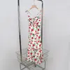 Lässige Kleider Rose Print Damen Camisole Kleid 2023 Sommer Vintage Romantische Damen Sling Midi für den Urlaub