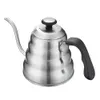 Coffee Pots 1L1.2L Pour Over Coffee Kettle Stainless Steel Gooseneck Coffee Tea Kettle With Thermometer Rubber Handle Cloud Drip Kettle 230712