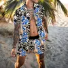 Träningsoveraller för män Lyxiga leopardmönstrade hawaiiansk skjortset Kortärmad Casual Blommor Strand Sommar Tvådelade Herrset S3XL 230712