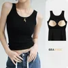 Kobiety S Tanki Camis Modalny Kamisole z wyściełanym biustem Kobiety Bez rękawów Undershirt Summer Solid Kolor Zwiedź Obniżne Ukrywanie po stronie C4875 230713