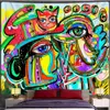 Arazzi Arazzo con personaggi di schizzi astratti Decorazione murale bohémien Decorazione artistica per la casa Materasso con scena Hippie Mandala