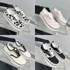 Designer Casual Shoes Canvas Shoe Women Thick Soled Calfskin Sneakers Speckled Color Black White Slip on Shoe Round Toes Platform