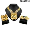 Halskette Ohrringe Set neueste 24K Farbe Dubai vergoldet Schmuck Damen Blume glänzend Armband Hochzeit Zubehör NH00031