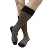 Men's Socks Mens Long Stripe Kneel High Fashion Vintage Formal Dress Suit Sexy Male Hose Stocking Business Gifts