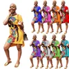9 kolorów nowe sukienki afrykańskie dla kobiet lato z krótkim rękawem Dashiki drukuj Rich Bazin Nigeria ubrania damskie odzież afrykańska219u