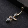 Heart Angle Belly Ring Dangle Bell Button Rings Rrystal Navel Rings for Women Belly Piercing Ring