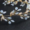 Başlıklar moda altın el yapımı kristal saç bandı headdress gelin düğün çelenk aksesuarları