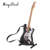 Kitchens Play Food 1/6 Scale Miniature Musical Instrument Craft Toys Electric Guitar Model Dollhouse Decoration Accessory Black 230713