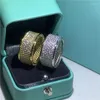 Pierścienie klastrowe luksusowy pierścień 925 Sterling srebrny żółty złoto wypełniona moissanite z cyrkonia Wedding For Women Men Men Evening Party Jewelry