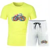 Męskie dresy moda cztery pory roku Outdoor Seaside Sports rower rekreacyjny 2D drukowane męskie OCollar z krótkim rękawem luźny szybkoschnący TShirt garnitur 230712