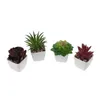 Flores decorativas 4 unidades de plantas artificiais mini bonsai ornamento em vaso para decorar suculentas ornamento de plástico para casa falso