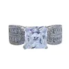 Clusterringen Europees en Amerikaans Vierkant 8 Zircon Ring Persoonlijkheid Mosan Diamond Wish Wedding Women's