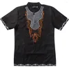 Men's T Shirts Vintage Africa Men Dashiki Ethnic Embroidery Stand Collar Short Sleeve T-shirts Muslim Adult Casual Tops National Costume