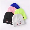 Beanie/Skull Caps Scary Clown Eyes Beanies Winter Hats For Women Men Teens Hip Hop Horror Fashion Knitted Solid Color Bonnets Beanie Dh6Km