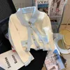 Pulls pour femmes designer mignon col rabattu pull tricoté cardigan à blocs de couleurs SML L3AN