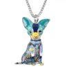 Bonsny Maxi Statement Metal Eloy Chihuahuas Dog Choker Halsbandkedja Krage Pendant Fashion Nya emaljsmycken för kvinnor L230704