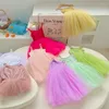 Mädchen Kleider Ins Mode Kinder Sommer Kleid Ärmellose Prinzessin Mädchen Tutu Für Party Candy Farbe Kinder Mesh Strand Urlaub