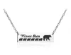 Mama Bear Baby Bear Necklace Silver Bar Pendant Chains Mor och dotter älskar mode smycken för kvinnor barn grossist 100 st dhl gratis