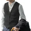 Мужские жилеты мужской костюм жилетки для шерсти элегантный рукавиц v-образный выстрел