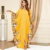 Casual Dresses Women Elegant Maxi 2023 Luxury Batwing Long Sleeve Printed Abaya Arabic Muslim