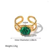 Eheringe Boho Vintage Naturstein für Frauen Edelstahl offene Manschette Ring Verlobungsschmuck Geschenk Bague