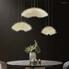 Lampes suspendues Lustre en cristal naturel de luxe Salon créatif Salle à manger Éclairage en acier inoxydable Moderne Style simple Bar Chambre Lampe