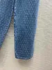 Jeans Damen Marke Logo Print Wellenpunkt bedruckt hoch taillierte Denim gerade Hose importierter Stoff unregelmäßig geschnitten Retro-Stil Hose Designer Jeans Damenbekleidung