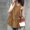 Women's Blouses Sale Women O Neck T Shirts Sleeveless Solid Color Tunic Tops Loose Tees Vest Comfortable Blusa Feminina