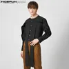 Men's Casual Shirts Fashionable men's irregular shirt standing collar long sleeved solid color Camissa loose ruffled street clothing 2023 men's S-5XL Z230713