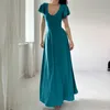 Casual Dresses Sexy Elegant Party Cocktail For Women Evening Strappy Square Collar Flying Sleeve Dress Wedding Vestidos