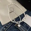 Strand Advanced Korean version av Small Fragrance Light Luxury Crowd Exquisite Double-Layer Love Pearl Armband Women's 2023