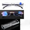 Sunglasses 2023 Diamonds Cutting Rimless Reading Glasses Men TR90 Normal Lense Women Anti-blue Light Ultra-light Magnification Eyewear