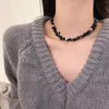 Kettingen Geavanceerd A Niche Literair Zwart Onregelmatig Kristallen Parelketting Met Gestapelde Choker Kettingen Neutrale En Coole Stijl Ins