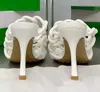 Pantofole di bottega intrecciate intrecciate intrecciate bottegga da donna con tacchi sottili cavi di punta da festa sexy slifori di punta