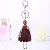 Keychains HOCOLE Flower Doll Baby Cute Women Keychain Dress Handmade French Ladies Pendants Jewelry Car Key Chain Ring Gifts