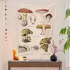 Tapissries Botanical Print Floral Tapestry Wall Hanging Mushroom Tapestry Vintage Boho Wildflower Vegetable Tapestry Colorful Home Decor R230713