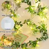 Cordes 3/5M LED guirlande de fleurs vert clair feuilles fée noël fête de mariage guirlande décor lumières de vigne artificielles