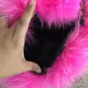 Pink- Real Fox Fur Bag damväska hand varmare kedja axel handväska tote handväska väska278m