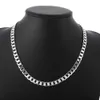 Men's 925 Sterling Silver Italian Cuban Curb Chain Necklaces For Men Women Solid Silver Figaro Chain Layering Necklace L230704