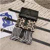 Waist Bags 2 In 1 Flap Leather Fanny Pack Ladies Belt Bag PU Contrast Color Leopard Stripe Mini Mobile Phone 230713