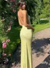 Abiti casual HOUZHOU Abito senza maniche senza maniche con stampa floreale 2023 Summer Women Sexy Slim Spaghetti Strap Maxi Bodycon Elegant Party Club