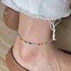 Cavigliere Bracciale con gamba di perline multicolore Catena di cavigliera elastica Piede estivo per regali di feste in spiaggia per le vacanze