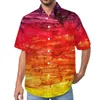 Men's Casual Shirts Sunset Colorful Print Vacation Shirt Hawaiian Funny Blouses Male Plus Size 4XL