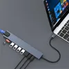 Strömkabel Plugg MZX 10 i 1 Dockningsstation Koncentrator USB Hub 2 0 3 0 Adapter Dock Multi hub Splitter Typ C 3 0 till kompatibel bärbar dator 230712