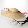 Szerokie brzegowe czapki 202306-HH5076 Chic Summer Natural Straw Mesh Sun Hat