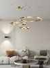 Lustres Minimaliste Moderne Led Lustre Pour Salon Chambre Lumières Brossé Anneaux Or Noir Cadre Plafond Monté Lampes Suspendues