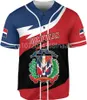 Camisas casuais masculinas República Dominicana Love Country Flag Personalize o nome 3D Impresso Baseball Jersey Shirt Tops Tee Oversized Streetwear