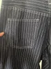 Pantalon deux pièces femme Zach AiIsa printemps épaules dénudées Design haut en jean rayé rétro petit ami taille haute ample